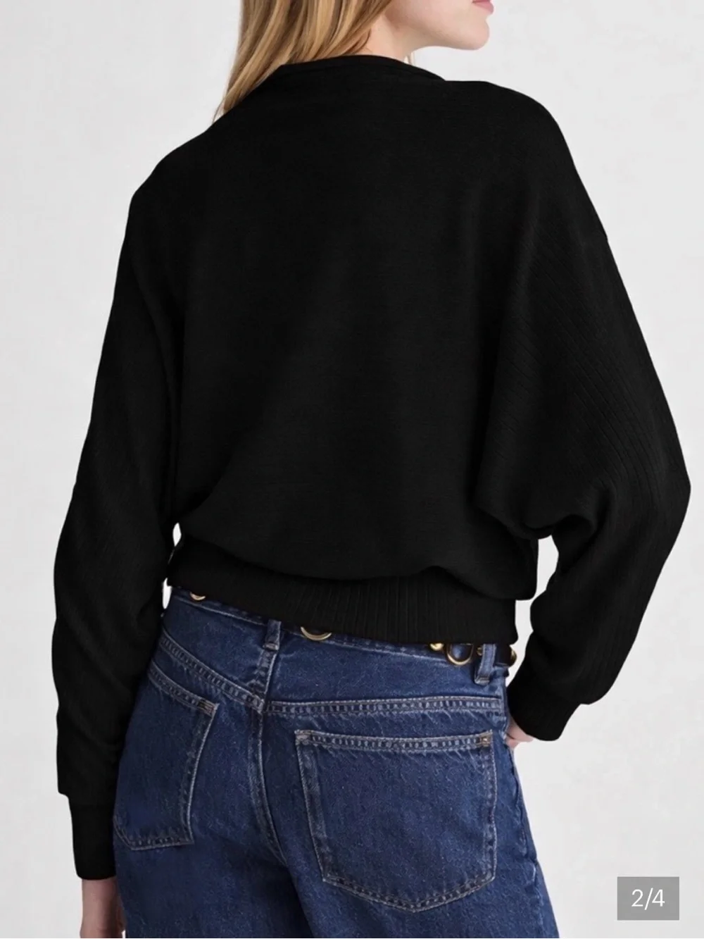 Madewell Mockneck Dolman-Sleeve Top Black Size XL NWT